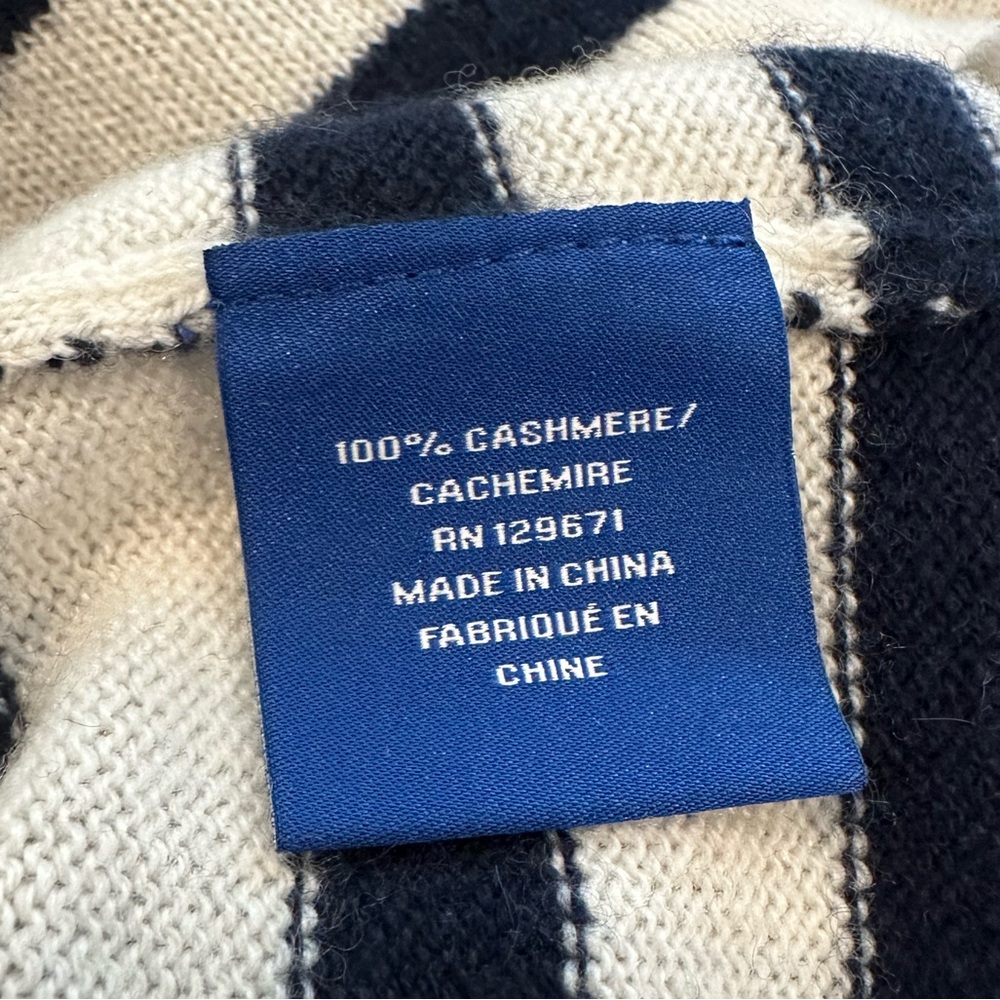NONAME 100% Cashmere Navy & White Stripe Cashmere Top Size M - Picture 4 of 4